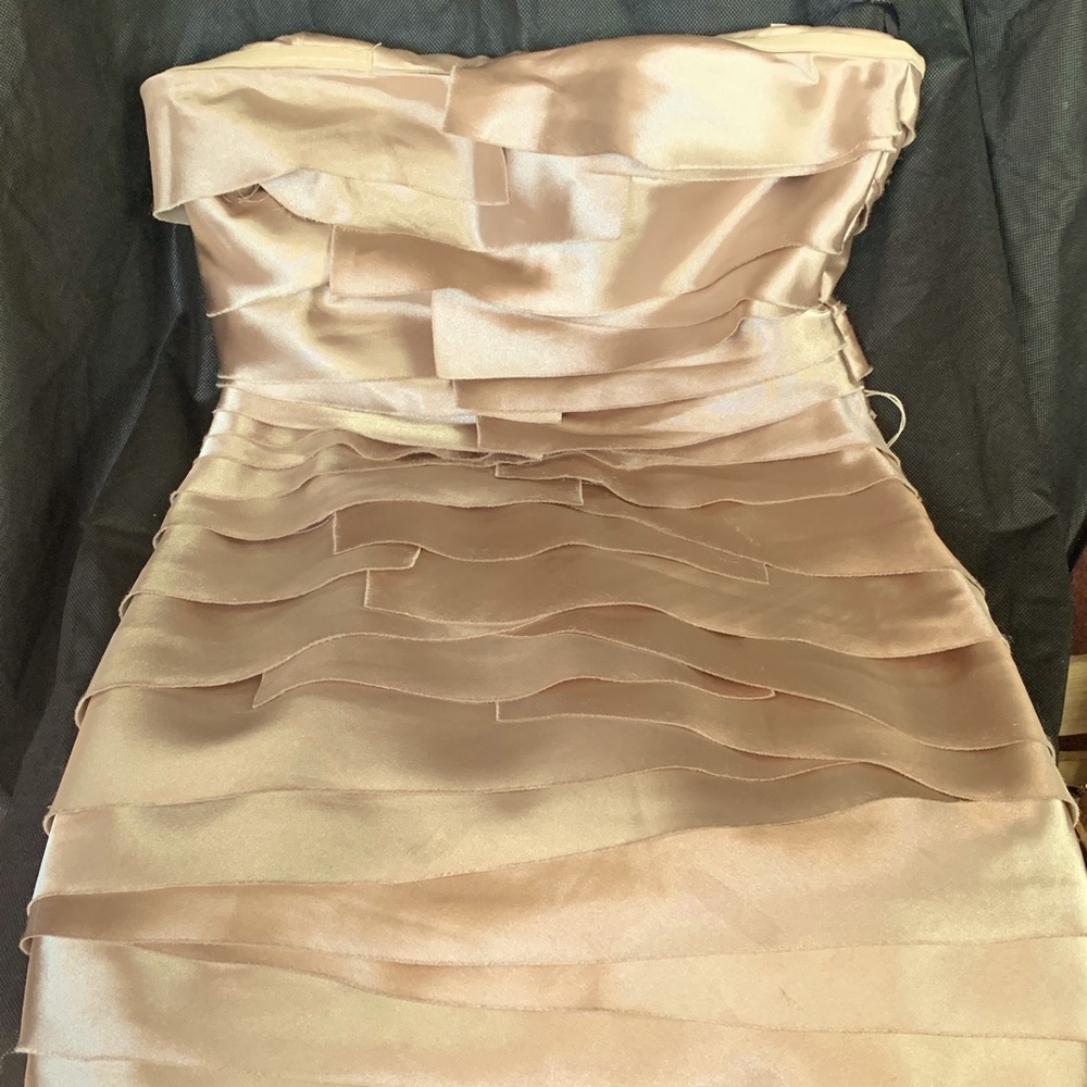 Tiered Champagne Bebe Cocktail Dress